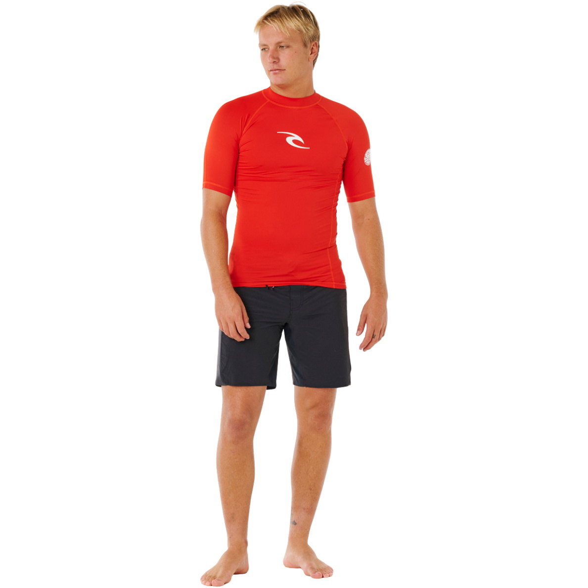 2026 Rip Curl Da Uomo Waves UPF Performance Canotta In Lycra A Maniche Corte 16MMRV - Lava Rosso